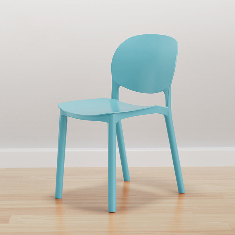 Modern Dining Room Plastic Open Back Stackable Dining Side Chair Lake Blue 1 Piece Clearhalo 'Dining Chairs' 'Dining Tables & Seating' 'dining_chair' 'furn' 'furn_dining_chair' 'Furniture' 'Kitchen & Dining Furniture' 7747679