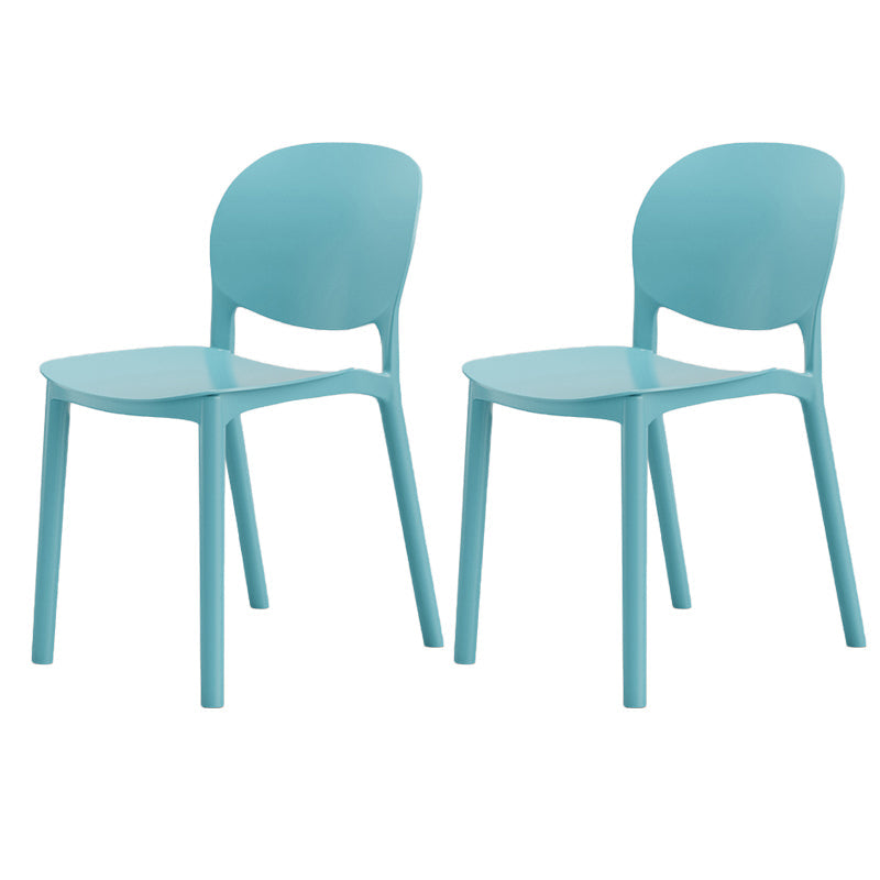 Modern Dining Room Plastic Open Back Stackable Dining Side Chair Lake Blue 2 Piece Set Clearhalo 'Dining Chairs' 'Dining Tables & Seating' 'dining_chair' 'furn' 'furn_dining_chair' 'Furniture' 'Kitchen & Dining Furniture' 7747680