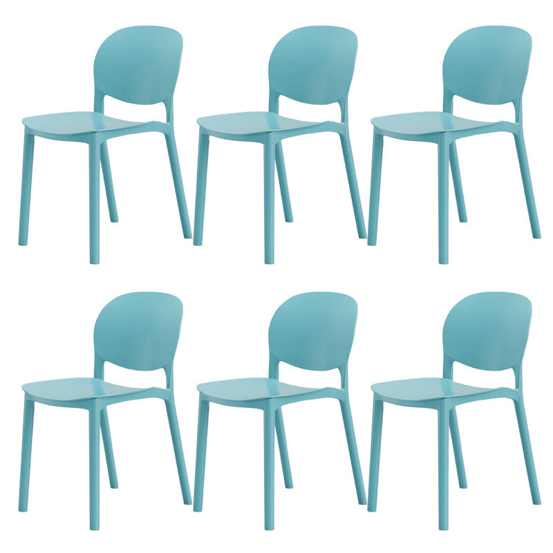 Modern Dining Room Plastic Open Back Stackable Dining Side Chair Lake Blue 6 Piece Set Clearhalo 'Dining Chairs' 'Dining Tables & Seating' 'dining_chair' 'furn' 'furn_dining_chair' 'Furniture' 'Kitchen & Dining Furniture' 7747682