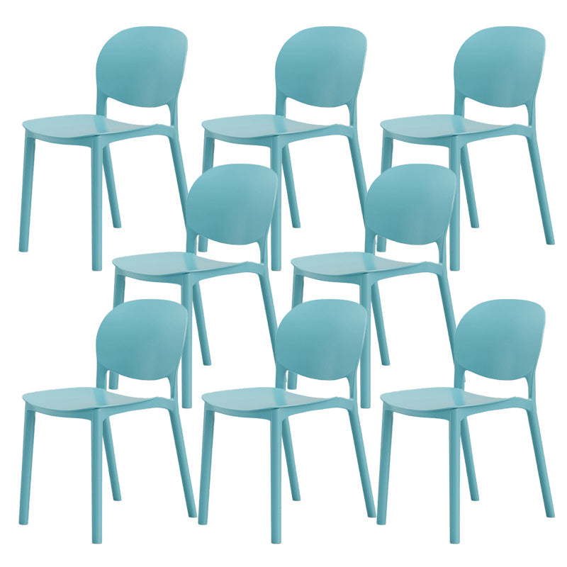 Modern Dining Room Plastic Open Back Stackable Dining Side Chair Lake Blue 8 Piece Set Clearhalo 'Dining Chairs' 'Dining Tables & Seating' 'dining_chair' 'furn' 'furn_dining_chair' 'Furniture' 'Kitchen & Dining Furniture' 7747683