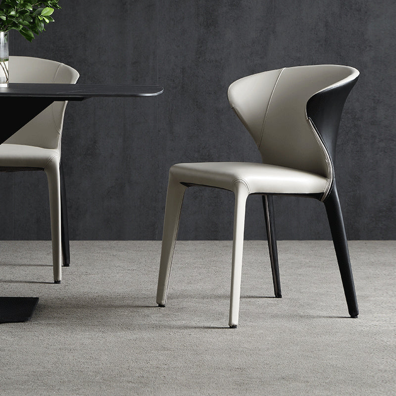 Sedia da pranzo in pelle di Wingback in pelle moderna per sala da pranzo