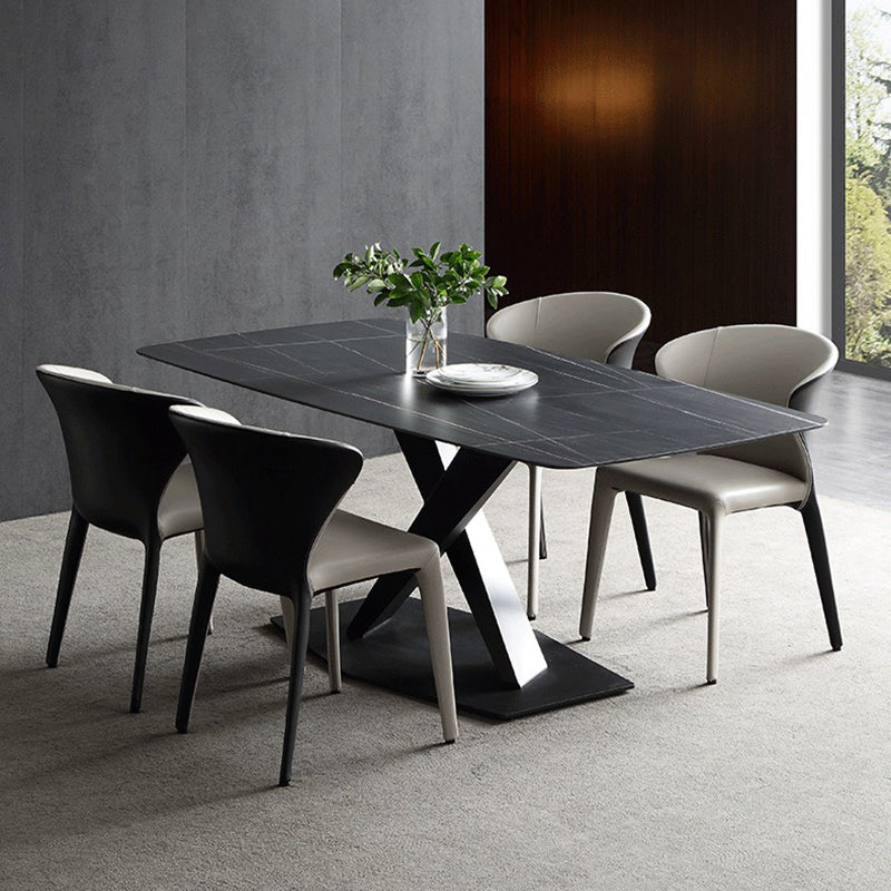 Sedia da pranzo in pelle di Wingback in pelle moderna per sala da pranzo