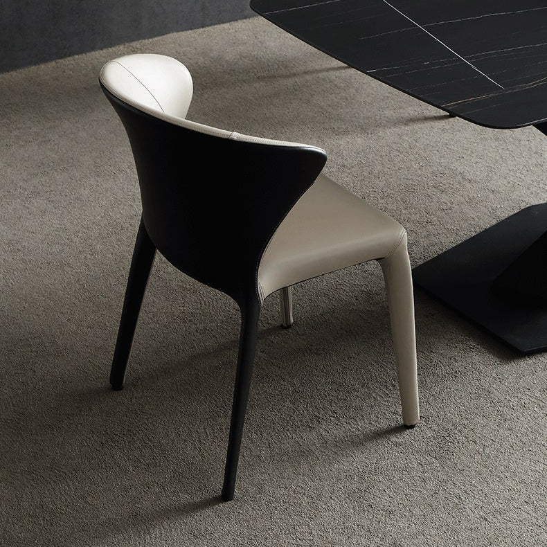 Sedia da pranzo in pelle di Wingback in pelle moderna per sala da pranzo