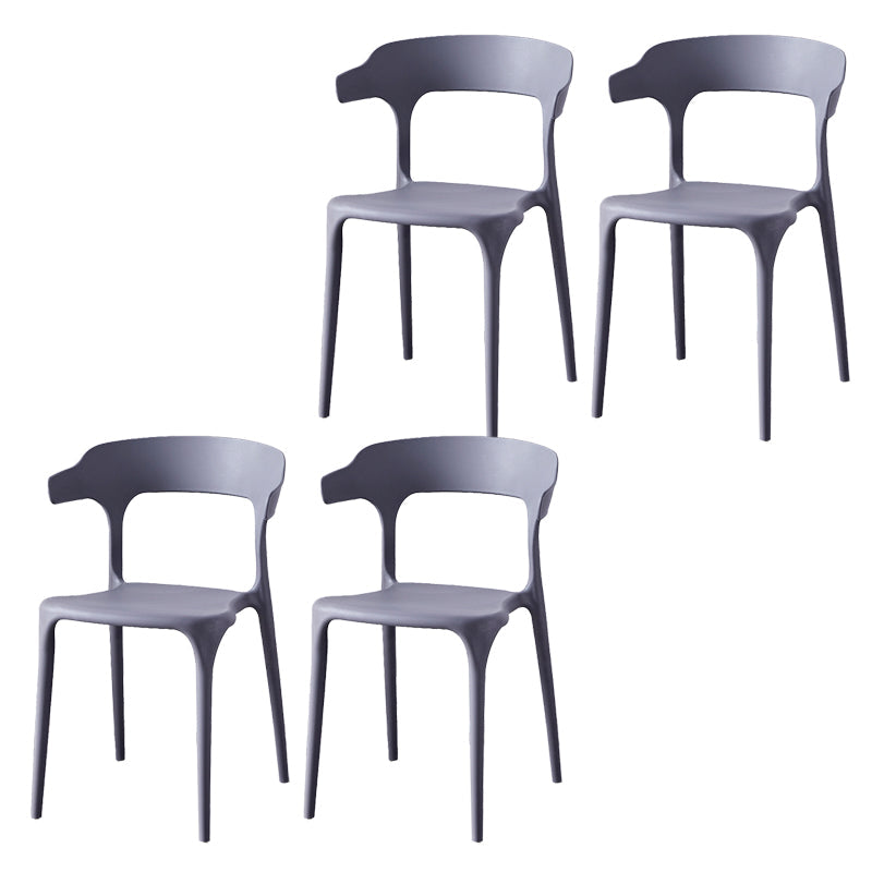 Zeitgenössischer Indoor-Außen-Plastik Open Back Stapel Dining Side Stuhl
