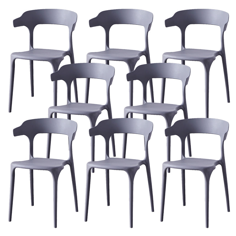 Zeitgenössischer Indoor-Außen-Plastik Open Back Stapel Dining Side Stuhl