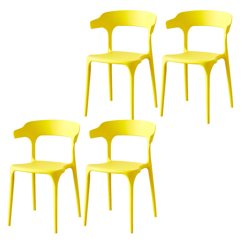 Zeitgenössischer Indoor-Außen-Plastik Open Back Stapel Dining Side Stuhl