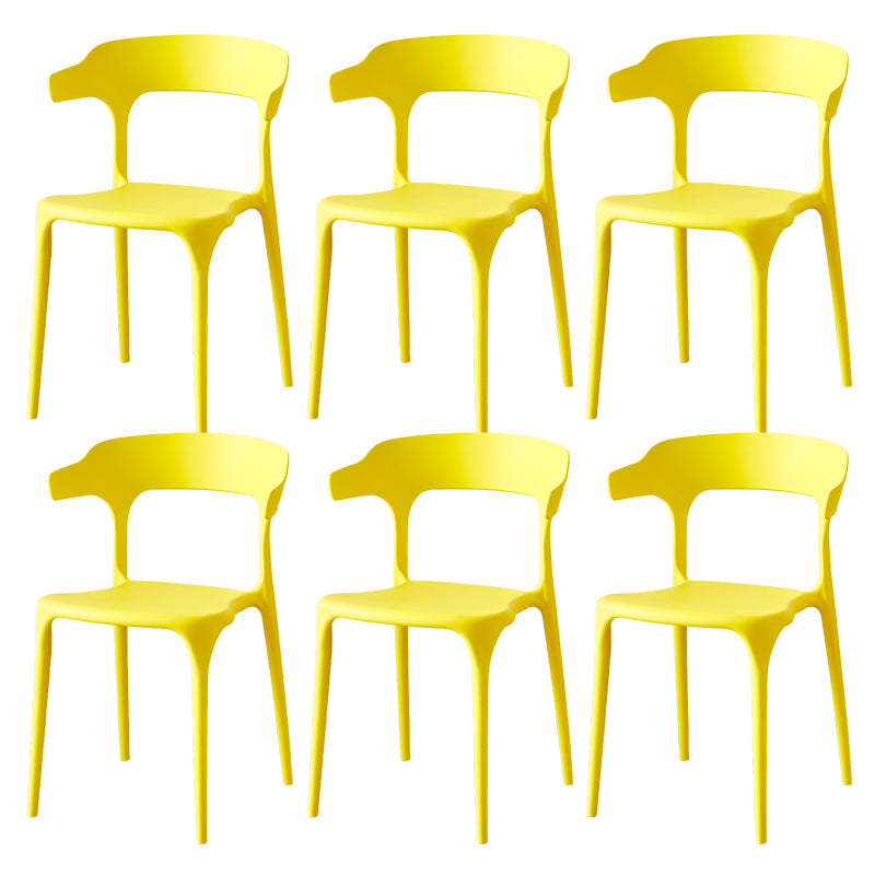 Zeitgenössischer Indoor-Außen-Plastik Open Back Stapel Dining Side Stuhl