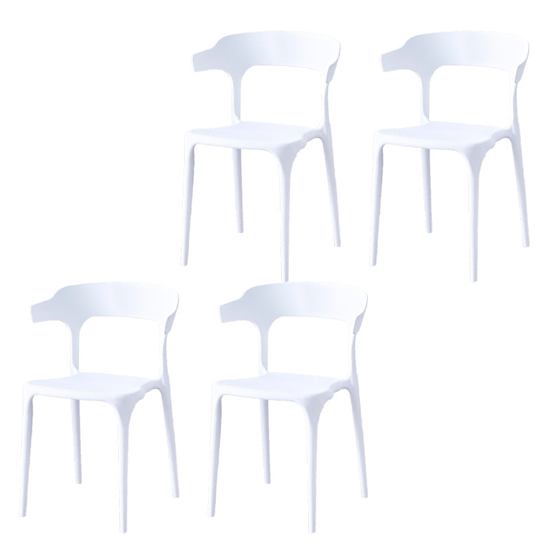 Zeitgenössischer Indoor-Außen-Plastik Open Back Stapel Dining Side Stuhl