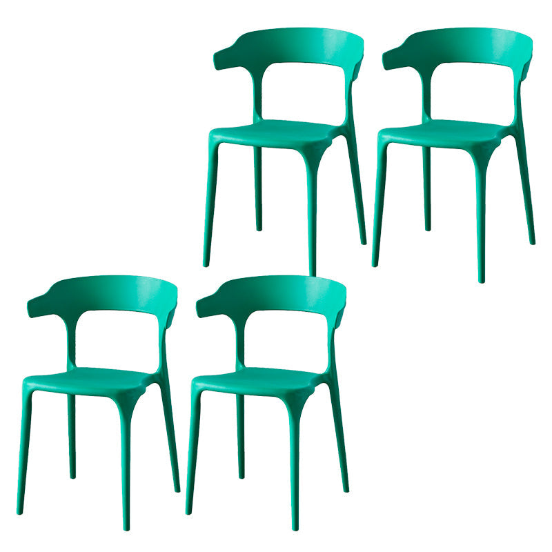 Zeitgenössischer Indoor-Außen-Plastik Open Back Stapel Dining Side Stuhl