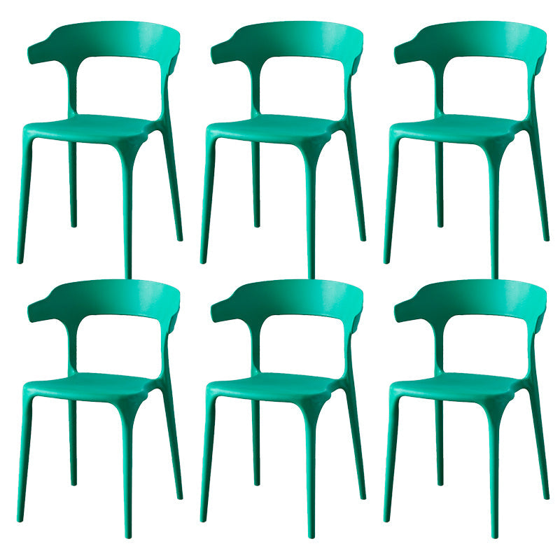 Zeitgenössischer Indoor-Außen-Plastik Open Back Stapel Dining Side Stuhl