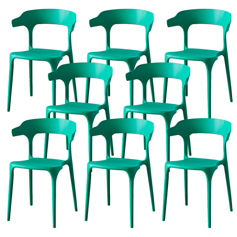 Zeitgenössischer Indoor-Außen-Plastik Open Back Stapel Dining Side Stuhl