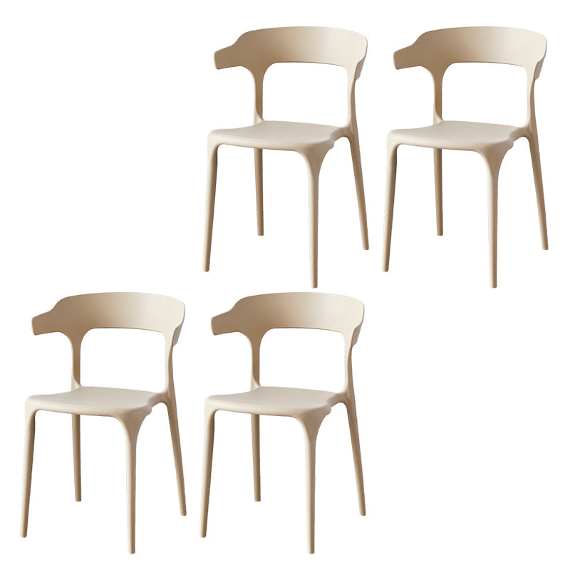 Zeitgenössischer Indoor-Außen-Plastik Open Back Stapel Dining Side Stuhl