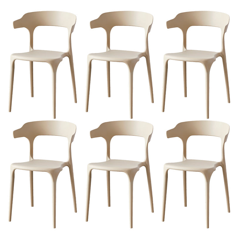 Zeitgenössischer Indoor-Außen-Plastik Open Back Stapel Dining Side Stuhl