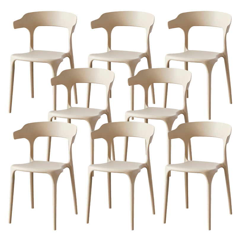 Zeitgenössischer Indoor-Außen-Plastik Open Back Stapel Dining Side Stuhl