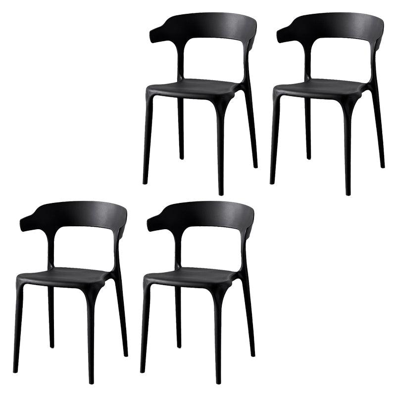 Zeitgenössischer Indoor-Außen-Plastik Open Back Stapel Dining Side Stuhl