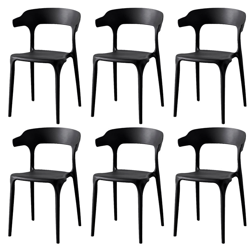 Zeitgenössischer Indoor-Außen-Plastik Open Back Stapel Dining Side Stuhl