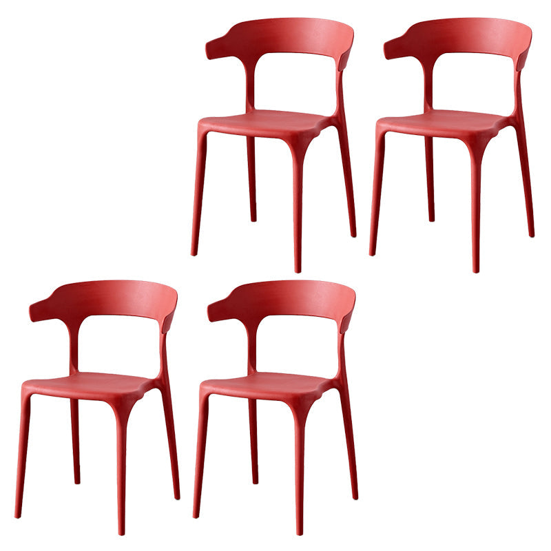 Zeitgenössischer Indoor-Außen-Plastik Open Back Stapel Dining Side Stuhl