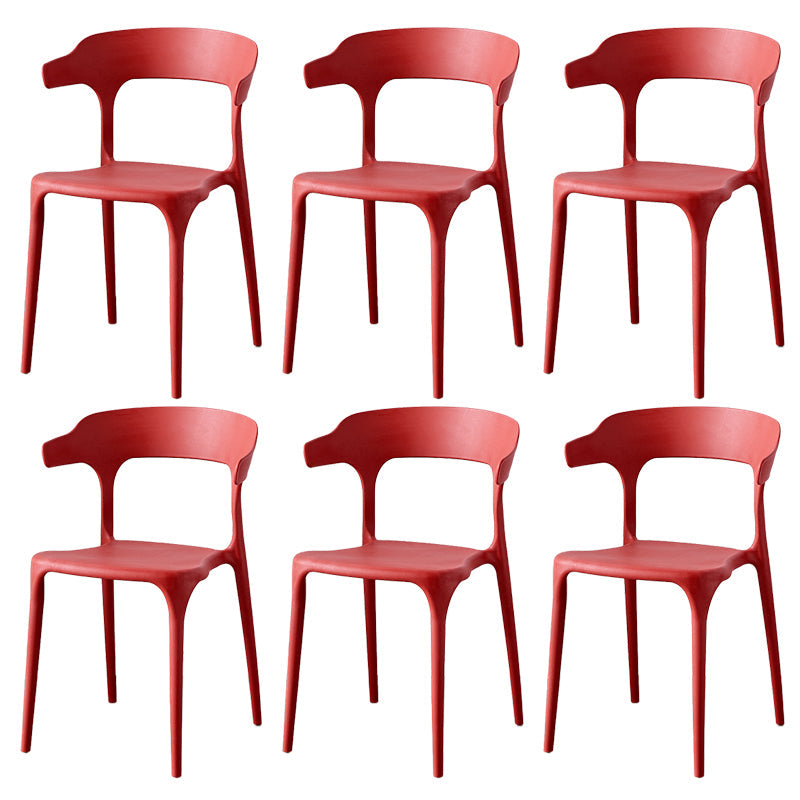 Zeitgenössischer Indoor-Außen-Plastik Open Back Stapel Dining Side Stuhl