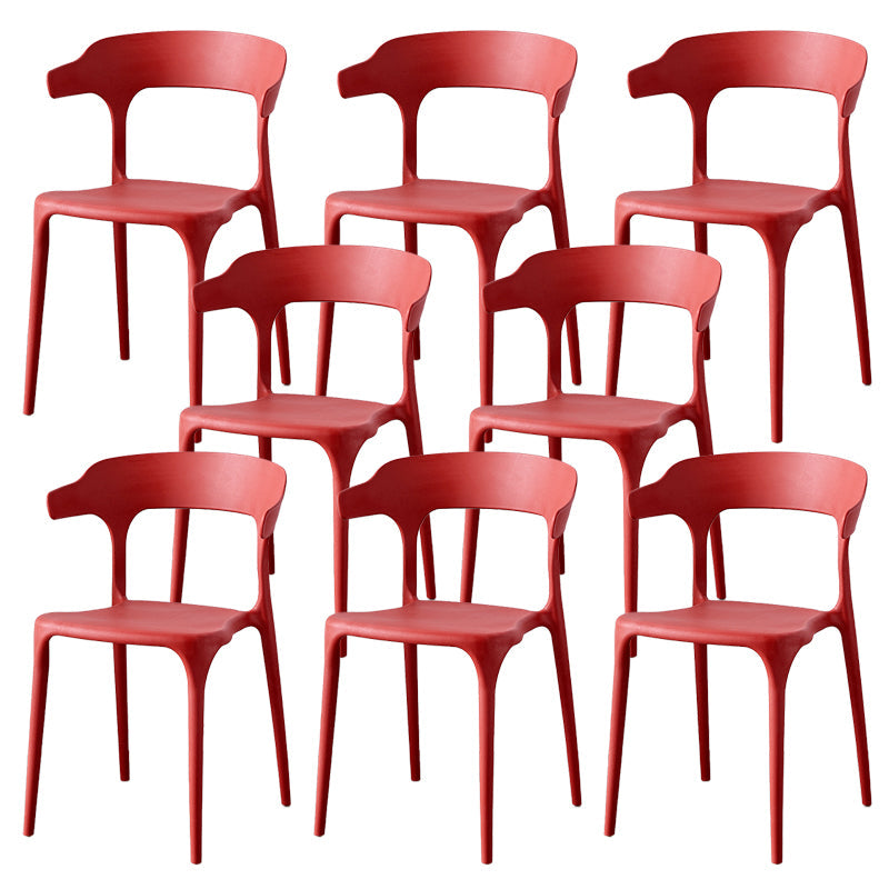Zeitgenössischer Indoor-Außen-Plastik Open Back Stapel Dining Side Stuhl