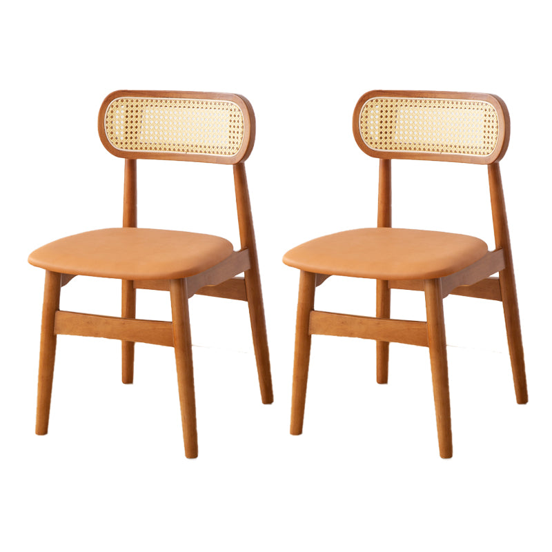 Contemporary Indoor Solid Wood Open Back Dining Side Chair for Restaurant Orange 2 Piece Set Walnut Clearhalo 'Dining Chairs' 'Dining Tables & Seating' 'dining_chair' 'furn' 'furn_dining_chair' 'Furniture' 'Kitchen & Dining Furniture' 7747872