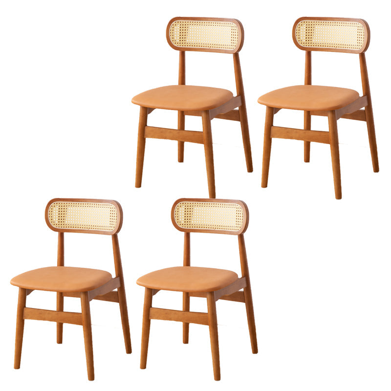 Contemporary Indoor Solid Wood Open Back Dining Side Chair for Restaurant Orange 4 Piece Set Walnut Clearhalo 'Dining Chairs' 'Dining Tables & Seating' 'dining_chair' 'furn' 'furn_dining_chair' 'Furniture' 'Kitchen & Dining Furniture' 7747875
