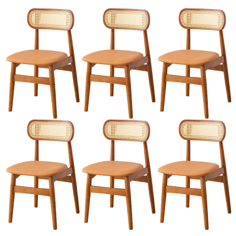 Contemporary Indoor Solid Wood Open Back Dining Side Chair for Restaurant Orange 6 Piece Set Walnut Clearhalo 'Dining Chairs' 'Dining Tables & Seating' 'dining_chair' 'furn' 'furn_dining_chair' 'Furniture' 'Kitchen & Dining Furniture' 7747876