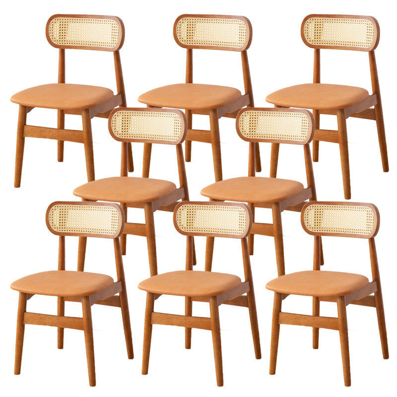 Contemporary Indoor Solid Wood Open Back Dining Side Chair for Restaurant Orange 8 Piece Set Walnut Clearhalo 'Dining Chairs' 'Dining Tables & Seating' 'dining_chair' 'furn' 'furn_dining_chair' 'Furniture' 'Kitchen & Dining Furniture' 7747878