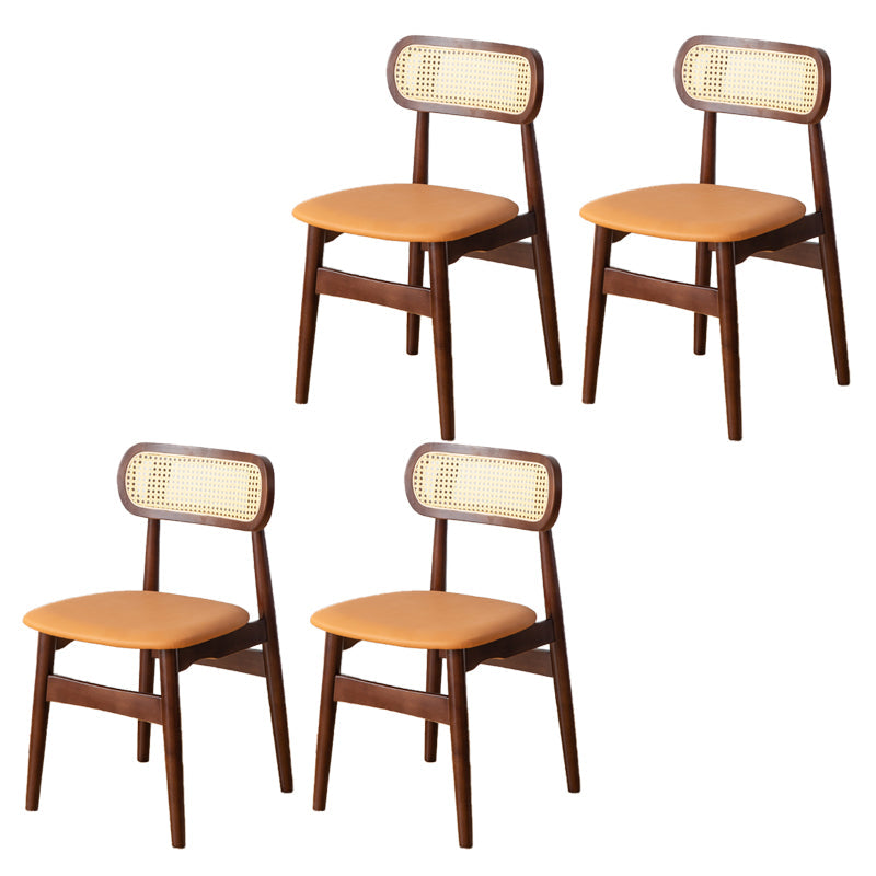 Contemporary Indoor Solid Wood Open Back Dining Side Chair for Restaurant Off-White 4 Piece Set Walnut Clearhalo 'Dining Chairs' 'Dining Tables & Seating' 'dining_chair' 'furn' 'furn_dining_chair' 'Furniture' 'Kitchen & Dining Furniture' 7747889