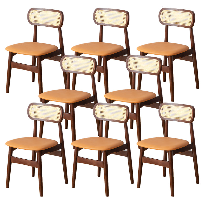 Contemporary Indoor Solid Wood Open Back Dining Side Chair for Restaurant Off-White 8 Piece Set Walnut Clearhalo 'Dining Chairs' 'Dining Tables & Seating' 'dining_chair' 'furn' 'furn_dining_chair' 'Furniture' 'Kitchen & Dining Furniture' 7747891