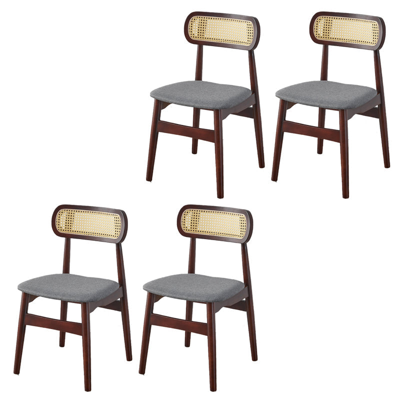 Contemporary Indoor Solid Wood Open Back Dining Side Chair for Restaurant Dark Gray 4 Piece Set Walnut Clearhalo 'Dining Chairs' 'Dining Tables & Seating' 'dining_chair' 'furn' 'furn_dining_chair' 'Furniture' 'Kitchen & Dining Furniture' 7747893