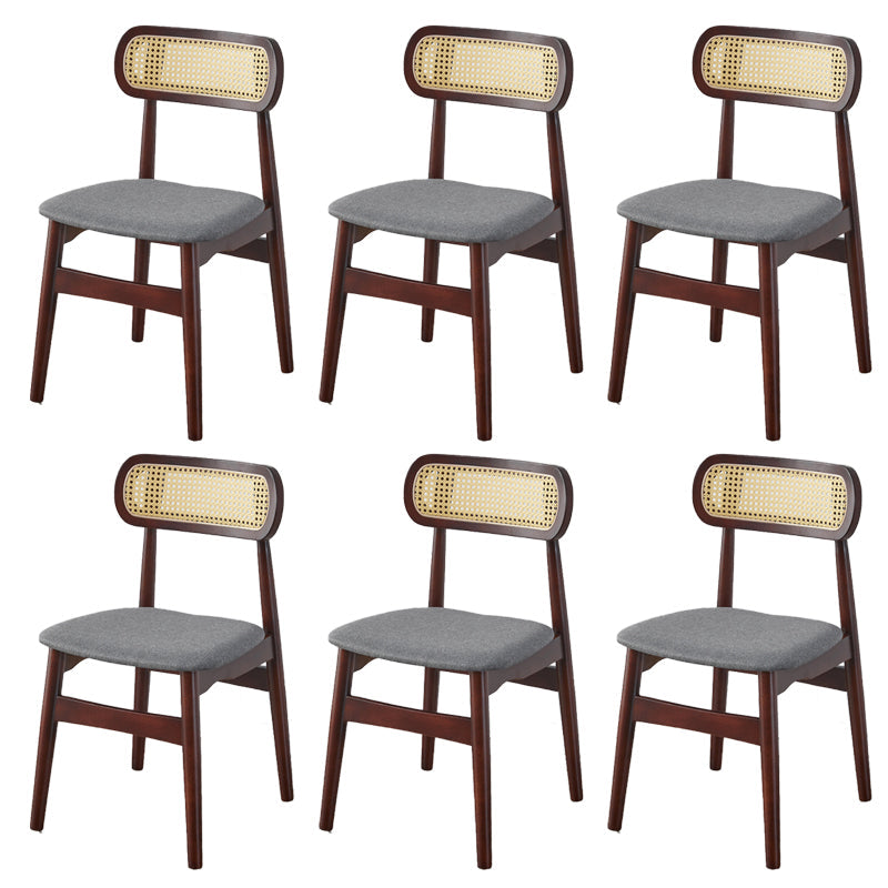 Contemporary Indoor Solid Wood Open Back Dining Side Chair for Restaurant Dark Gray 6 Piece Set Walnut Clearhalo 'Dining Chairs' 'Dining Tables & Seating' 'dining_chair' 'furn' 'furn_dining_chair' 'Furniture' 'Kitchen & Dining Furniture' 7747894