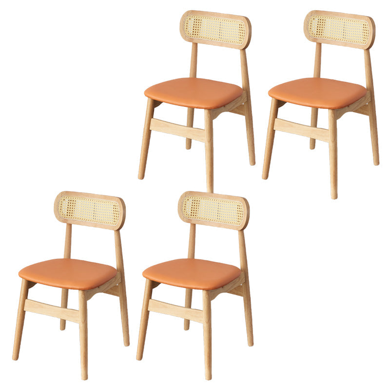 Contemporary Indoor Solid Wood Open Back Dining Side Chair for Restaurant Orange 4 Piece Set Natural Wood Clearhalo 'Dining Chairs' 'Dining Tables & Seating' 'dining_chair' 'furn' 'furn_dining_chair' 'Furniture' 'Kitchen & Dining Furniture' 7747897