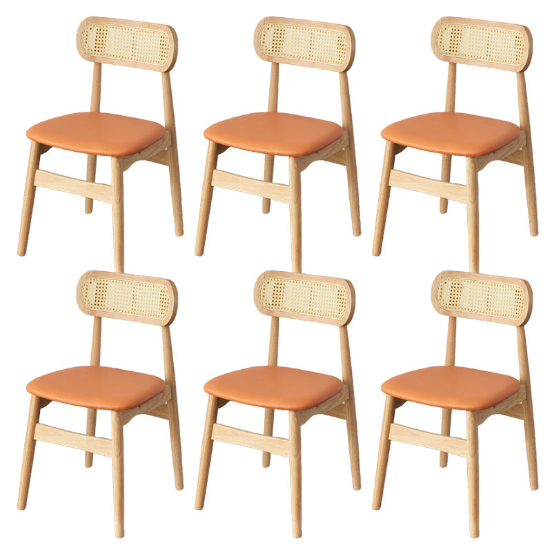 Contemporary Indoor Solid Wood Open Back Dining Side Chair for Restaurant Orange 6 Piece Set Natural Wood Clearhalo 'Dining Chairs' 'Dining Tables & Seating' 'dining_chair' 'furn' 'furn_dining_chair' 'Furniture' 'Kitchen & Dining Furniture' 7747898