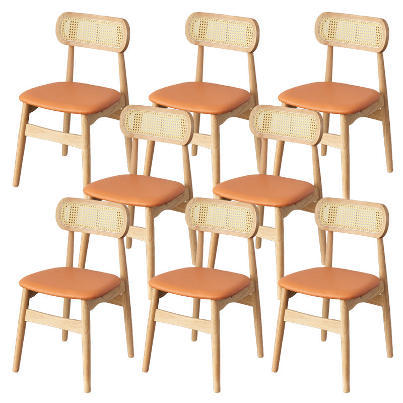 Contemporary Indoor Solid Wood Open Back Dining Side Chair for Restaurant Orange 8 Piece Set Natural Wood Clearhalo 'Dining Chairs' 'Dining Tables & Seating' 'dining_chair' 'furn' 'furn_dining_chair' 'Furniture' 'Kitchen & Dining Furniture' 7747899
