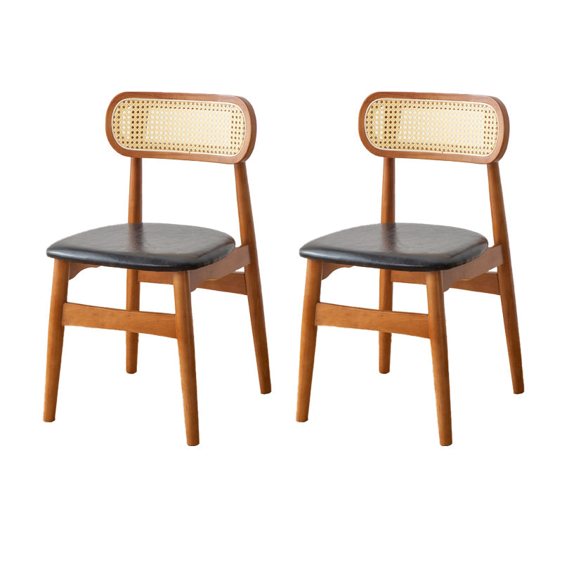 Contemporary Indoor Solid Wood Open Back Dining Side Chair for Restaurant Black 2 Piece Set Walnut Clearhalo 'Dining Chairs' 'Dining Tables & Seating' 'dining_chair' 'furn' 'furn_dining_chair' 'Furniture' 'Kitchen & Dining Furniture' 7747900