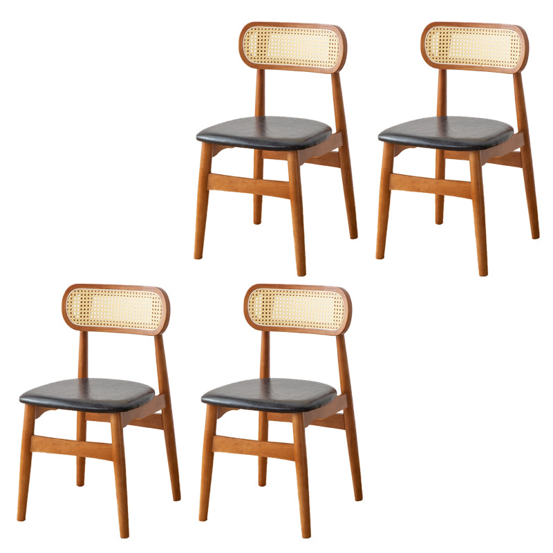 Contemporary Indoor Solid Wood Open Back Dining Side Chair for Restaurant Black 4 Piece Set Walnut Clearhalo 'Dining Chairs' 'Dining Tables & Seating' 'dining_chair' 'furn' 'furn_dining_chair' 'Furniture' 'Kitchen & Dining Furniture' 7747901