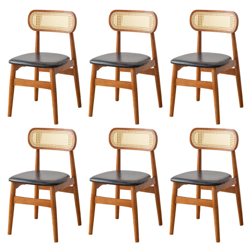 Contemporary Indoor Solid Wood Open Back Dining Side Chair for Restaurant Black 6 Piece Set Walnut Clearhalo 'Dining Chairs' 'Dining Tables & Seating' 'dining_chair' 'furn' 'furn_dining_chair' 'Furniture' 'Kitchen & Dining Furniture' 7747902