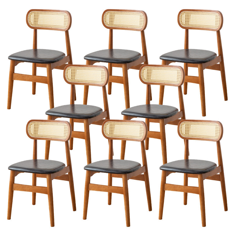 Contemporary Indoor Solid Wood Open Back Dining Side Chair for Restaurant Black 8 Piece Set Walnut Clearhalo 'Dining Chairs' 'Dining Tables & Seating' 'dining_chair' 'furn' 'furn_dining_chair' 'Furniture' 'Kitchen & Dining Furniture' 7747903