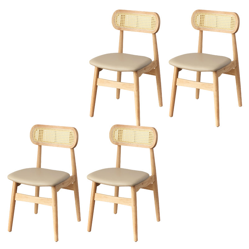 Contemporary Indoor Solid Wood Open Back Dining Side Chair for Restaurant Off-White 4 Piece Set Natural Wood Clearhalo 'Dining Chairs' 'Dining Tables & Seating' 'dining_chair' 'furn' 'furn_dining_chair' 'Furniture' 'Kitchen & Dining Furniture' 7747905