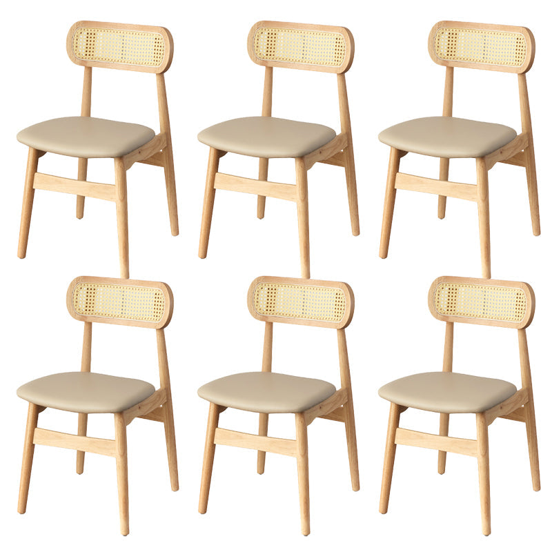Contemporary Indoor Solid Wood Open Back Dining Side Chair for Restaurant Off-White 6 Piece Set Natural Wood Clearhalo 'Dining Chairs' 'Dining Tables & Seating' 'dining_chair' 'furn' 'furn_dining_chair' 'Furniture' 'Kitchen & Dining Furniture' 7747906