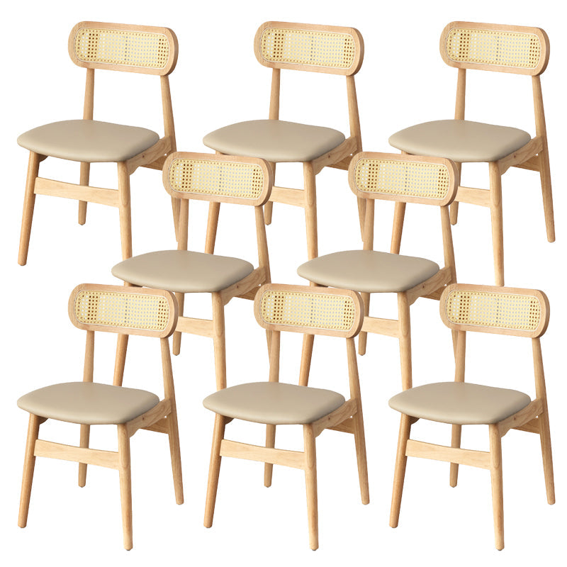 Contemporary Indoor Solid Wood Open Back Dining Side Chair for Restaurant Off-White 8 Piece Set Natural Wood Clearhalo 'Dining Chairs' 'Dining Tables & Seating' 'dining_chair' 'furn' 'furn_dining_chair' 'Furniture' 'Kitchen & Dining Furniture' 7747907