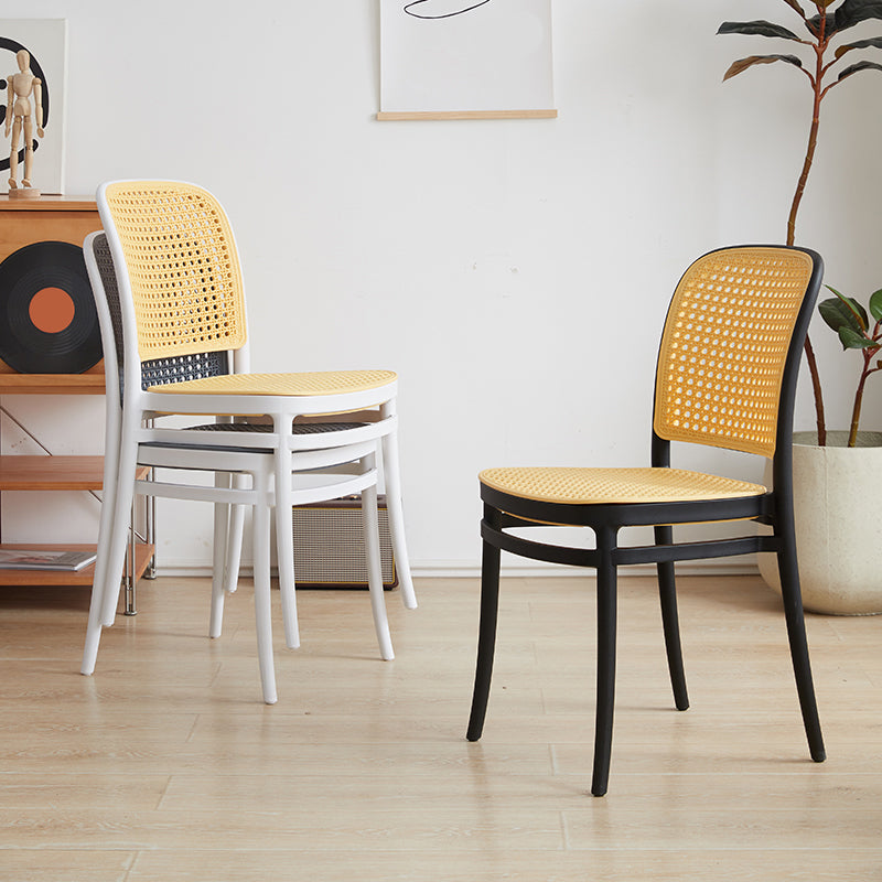 Contemporary Indoor Plastic Open Back Stackable Dining Side Chair Clearhalo 'Dining Chairs' 'Dining Tables & Seating' 'dining_chair' 'furn' 'furn_dining_chair' 'Furniture' 'Kitchen & Dining Furniture' 7747909
