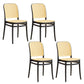Contemporary Indoor Plastic Open Back Stackable Dining Side Chair Yellow Black 4 Piece Set Clearhalo 'Dining Chairs' 'Dining Tables & Seating' 'dining_chair' 'furn' 'furn_dining_chair' 'Furniture' 'Kitchen & Dining Furniture' 7747924