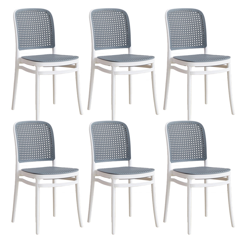 Contemporary Indoor Plastic Open Back Stackable Dining Side Chair Gray-White 6 Piece Set Clearhalo 'Dining Chairs' 'Dining Tables & Seating' 'dining_chair' 'furn' 'furn_dining_chair' 'Furniture' 'Kitchen & Dining Furniture' 7747932