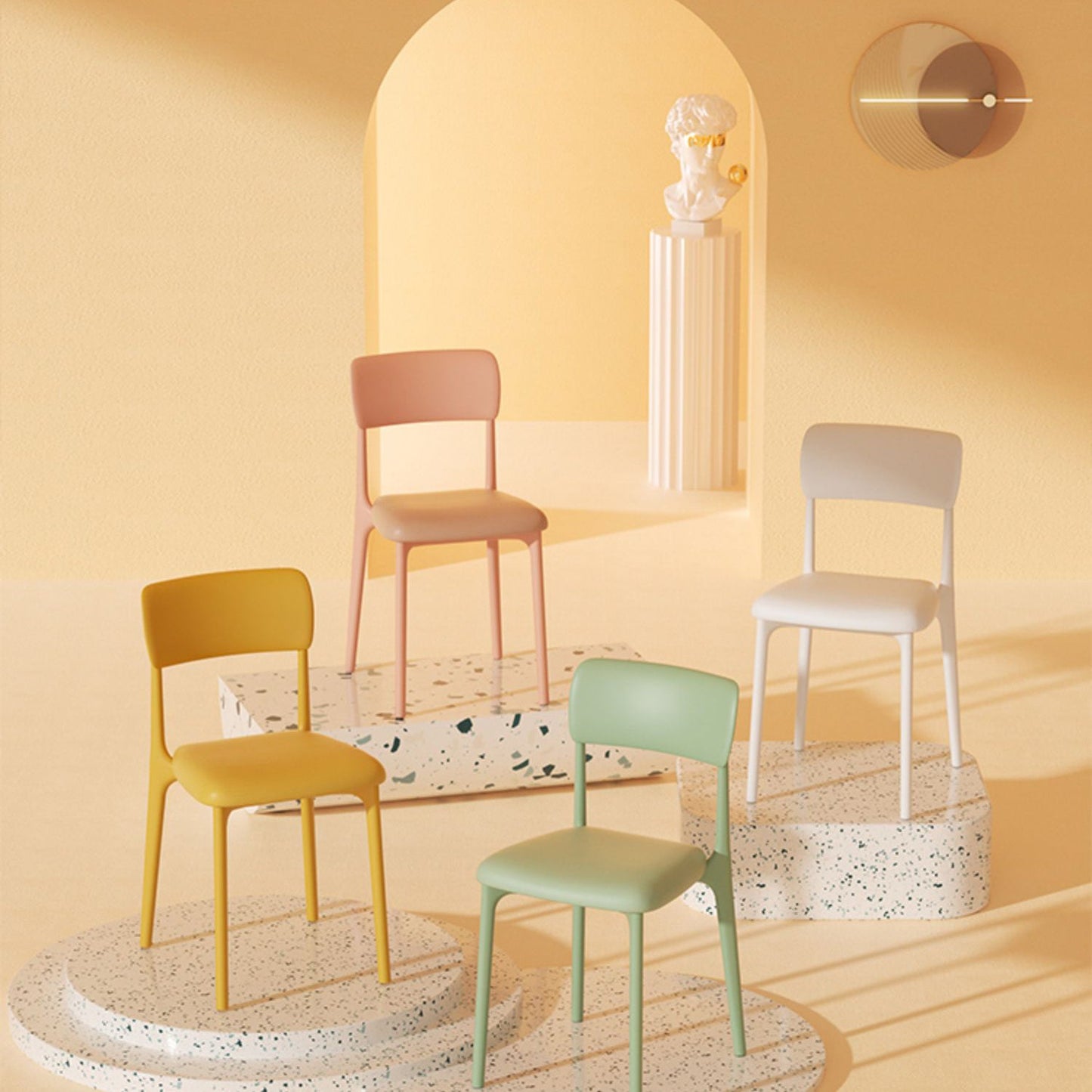 Sedie da pranzo moderne senza braccio sedie da pranzo in plastica aperta per sala da pranzo