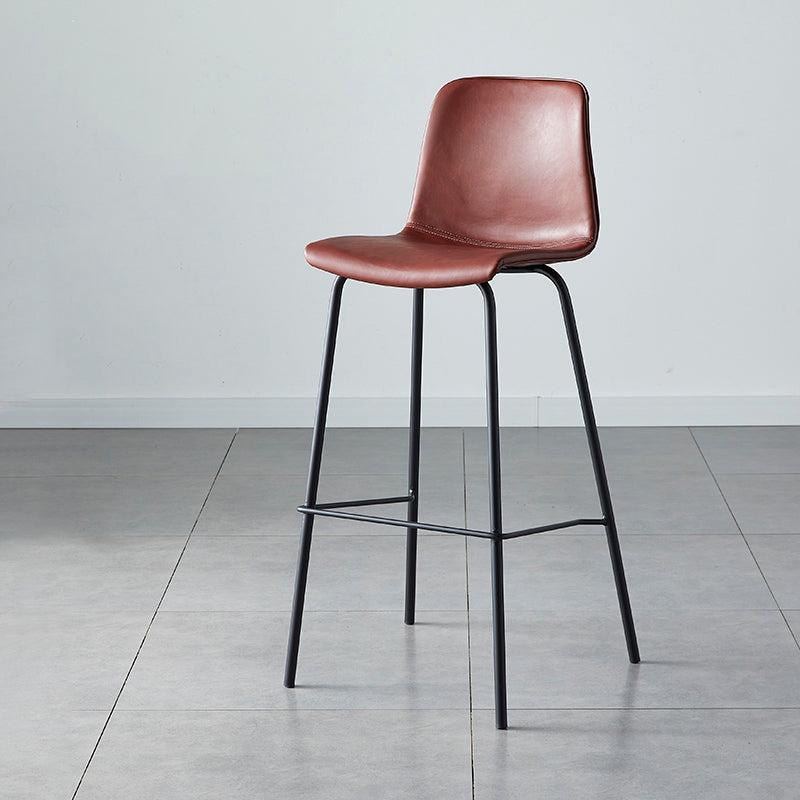 Sgabello da bar in pelle posteriore bassista in stile contemporaneo con gambe metalliche
