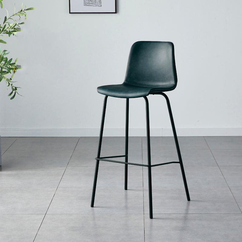 Sgabello da bar in pelle posteriore bassista in stile contemporaneo con gambe metalliche