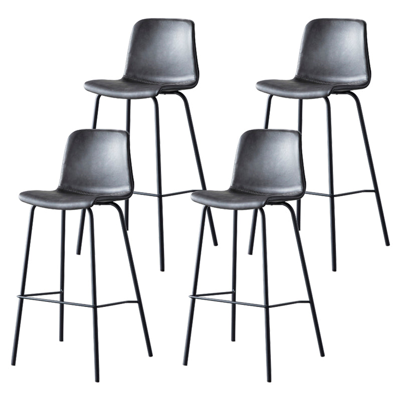 Sgabello da bar in pelle posteriore bassista in stile contemporaneo con gambe metalliche