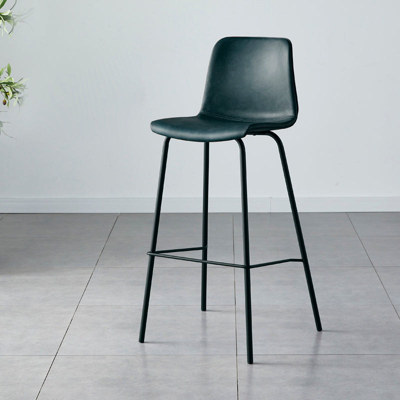 Sgabello da bar in pelle posteriore bassista in stile contemporaneo con gambe metalliche