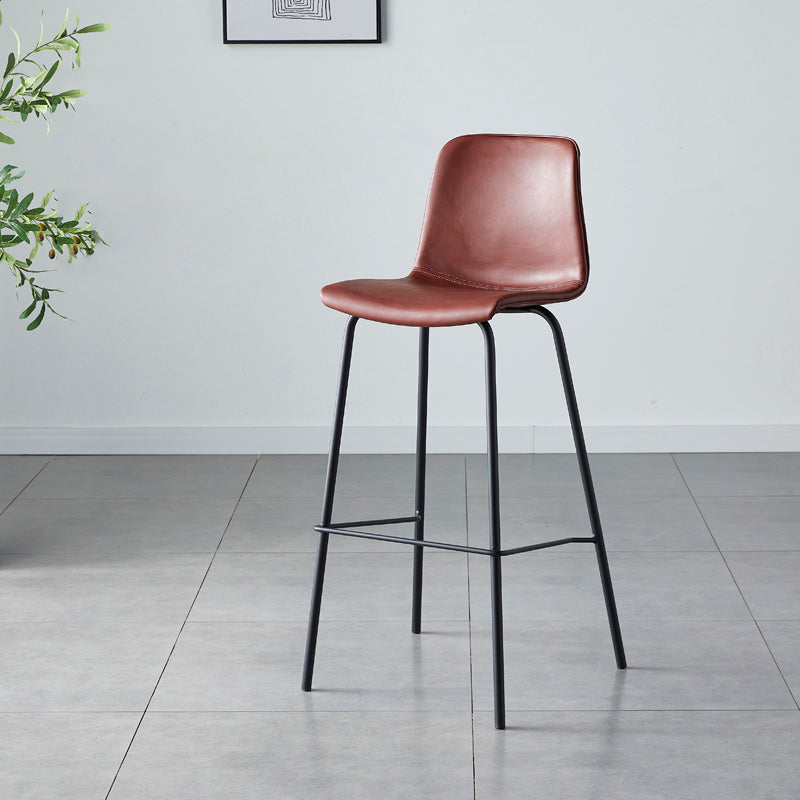 Sgabello da bar in pelle posteriore bassista in stile contemporaneo con gambe metalliche